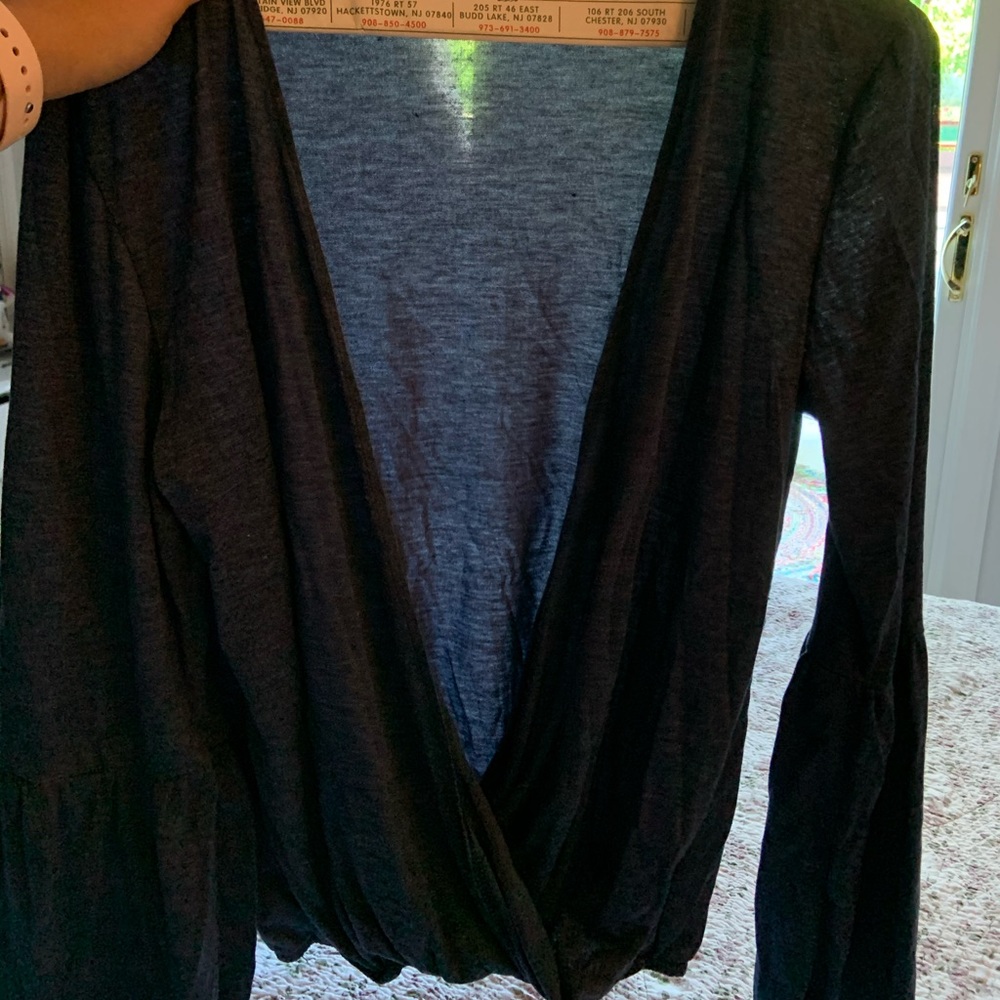 SHEIN blue front opened blouse